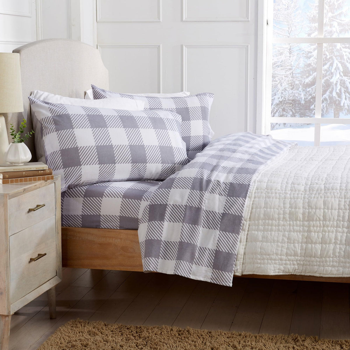 100% Turkish Cotton Flannel Sheet Set | 4 Piece Deep Pocket Novelty Cozy Winter Bed Sheets | Double Brushed for Extra