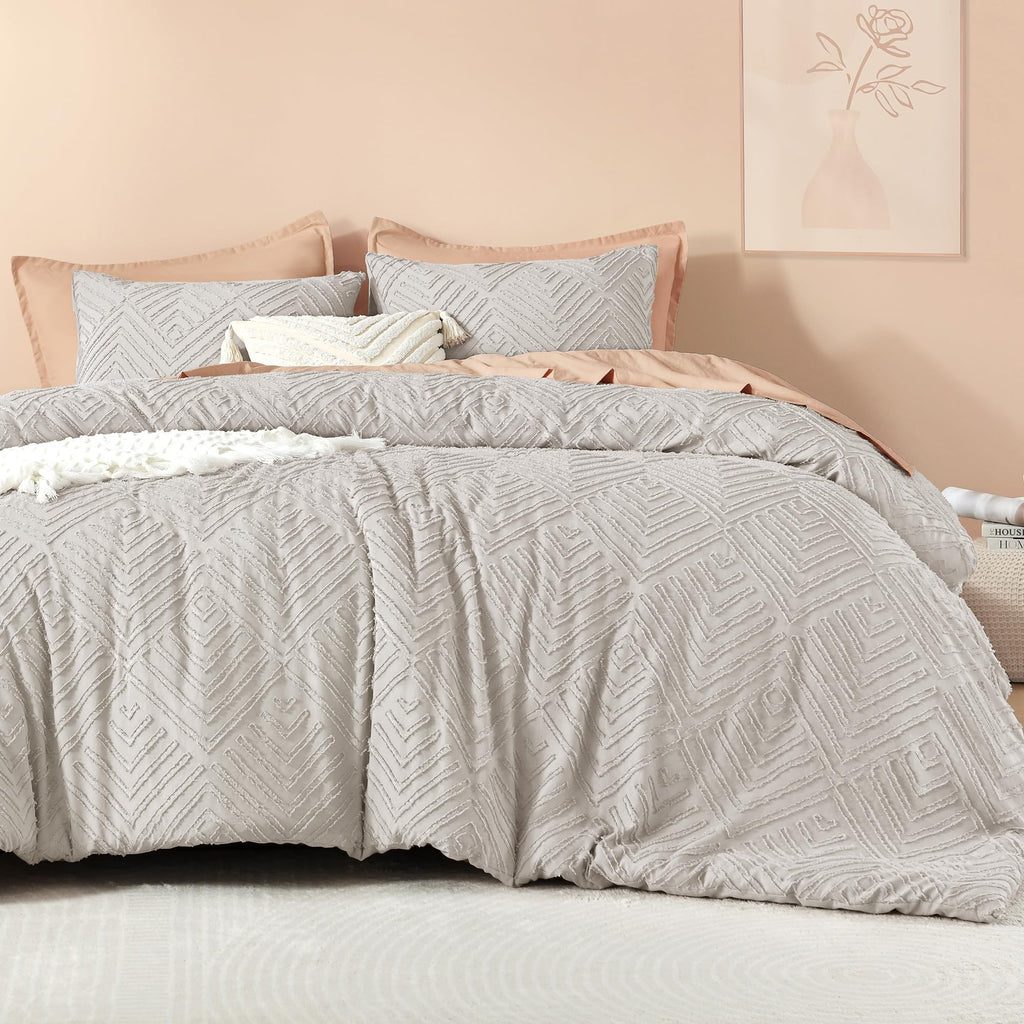 California King Comforter Set, 3 Pcs Tufted Boho Bedding Set