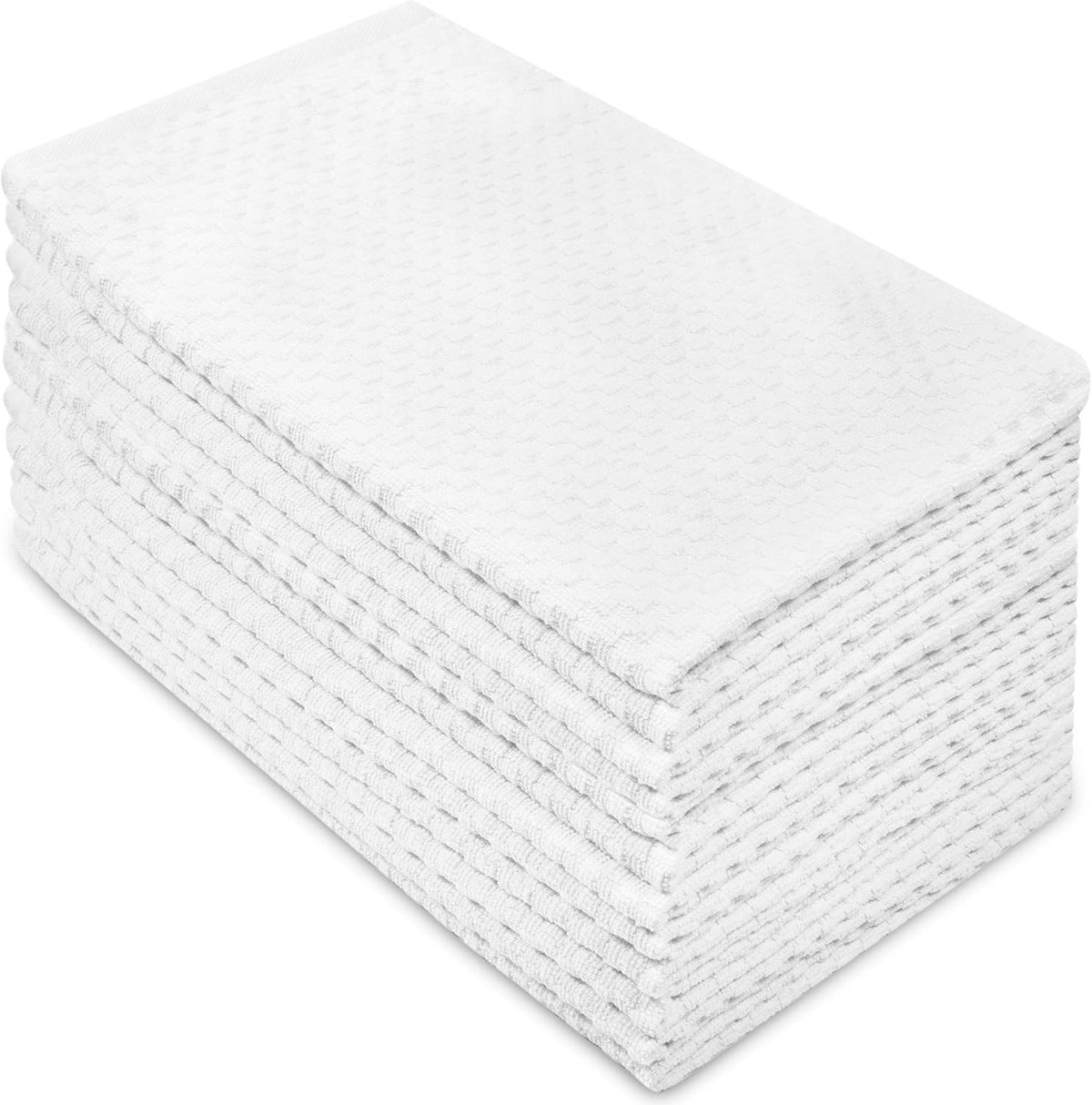 Amazing Kitchen Towel - 12 Pack 100% Cotton Waffle Terry Towel | White - 16x28 inch Euro Café Waffle Weave Dish