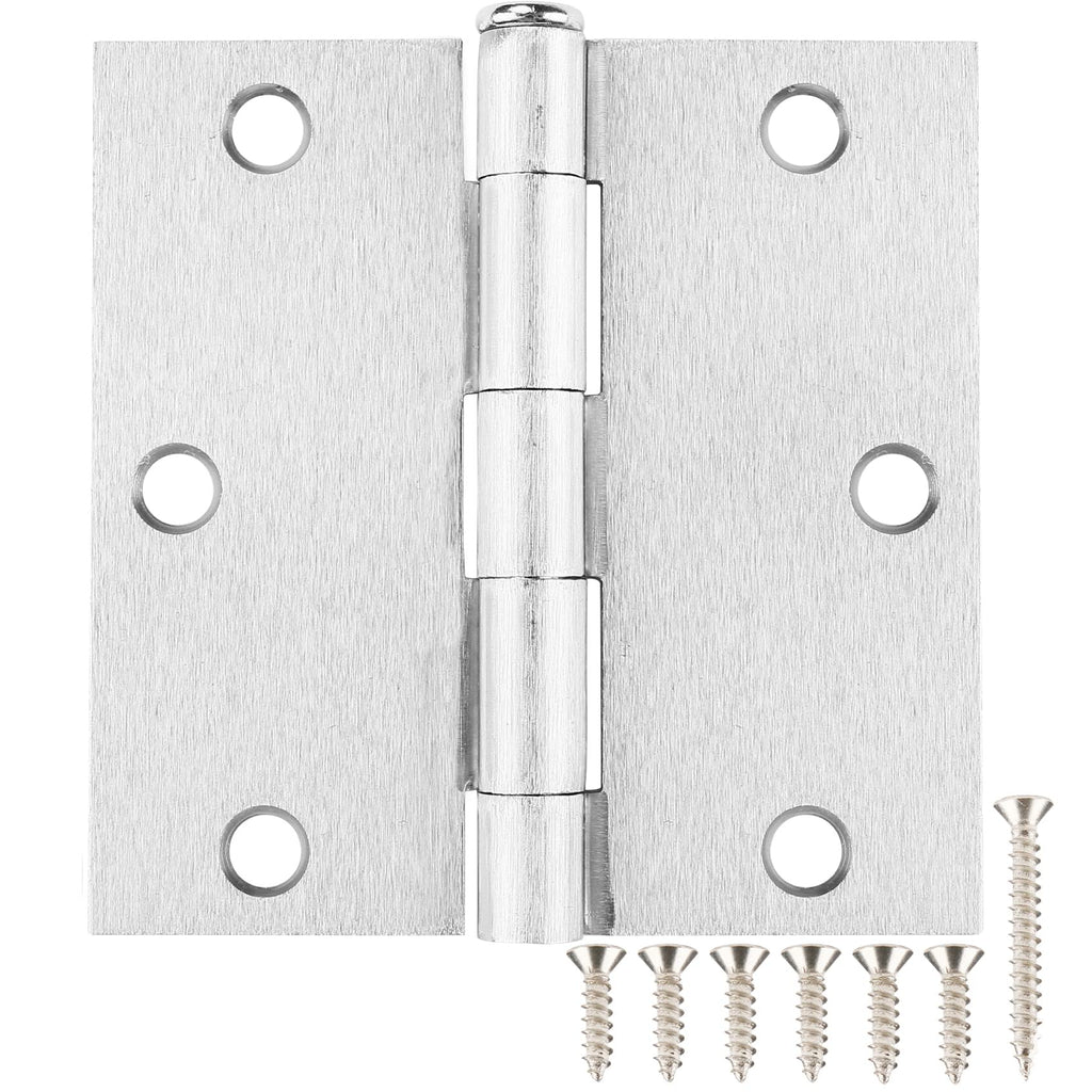 Brushed Nickel Door Hinges 3.5"x3 1/2 Inch Square 12Pack Interior