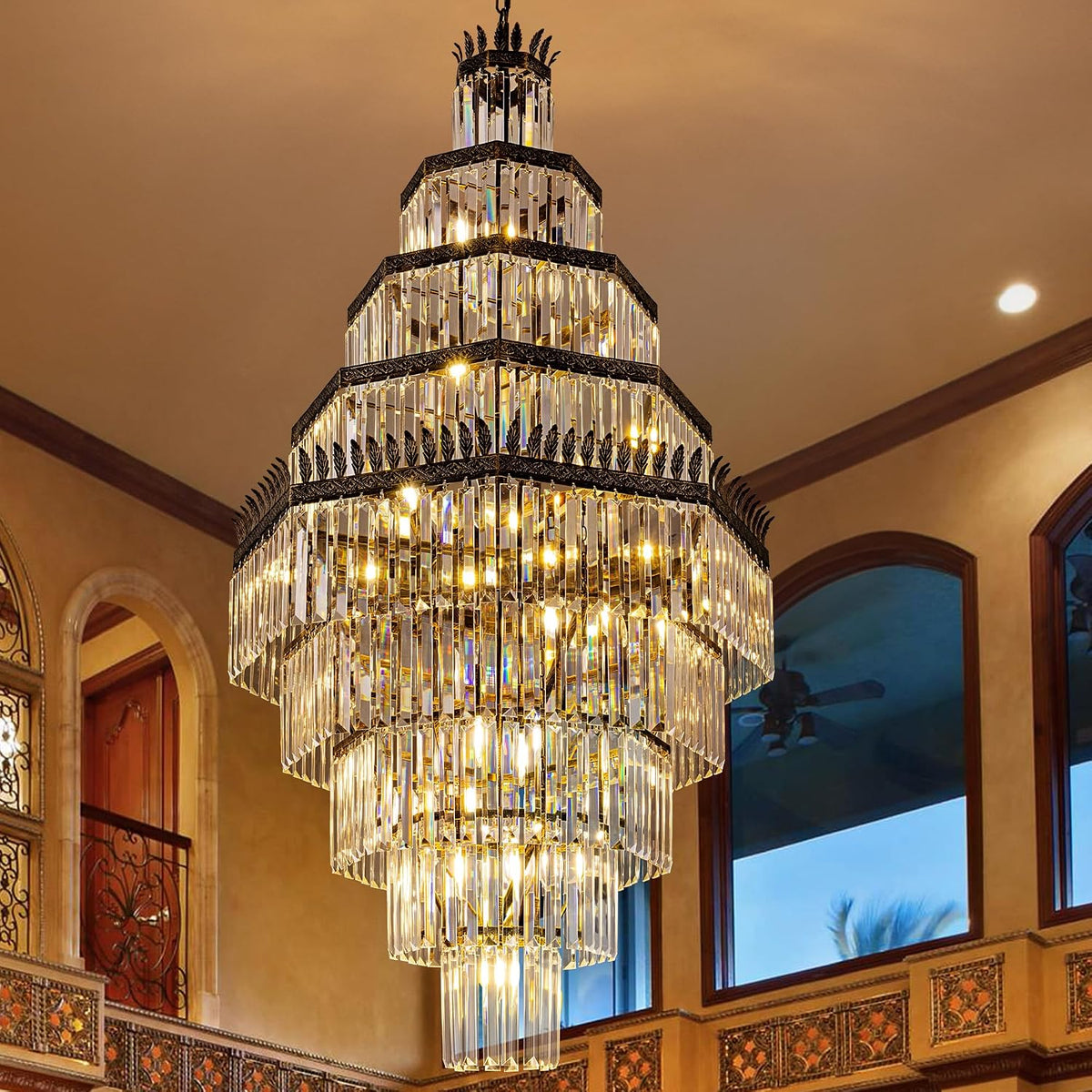 9-Tier Large Crystal French Empire Chandelier for High-Ceiling Foyers