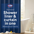 2-in-1 Bathroom Shower Curtain Liner, Durable Fabric, Weighted Magnets for Bath Water Control, Washable Premium