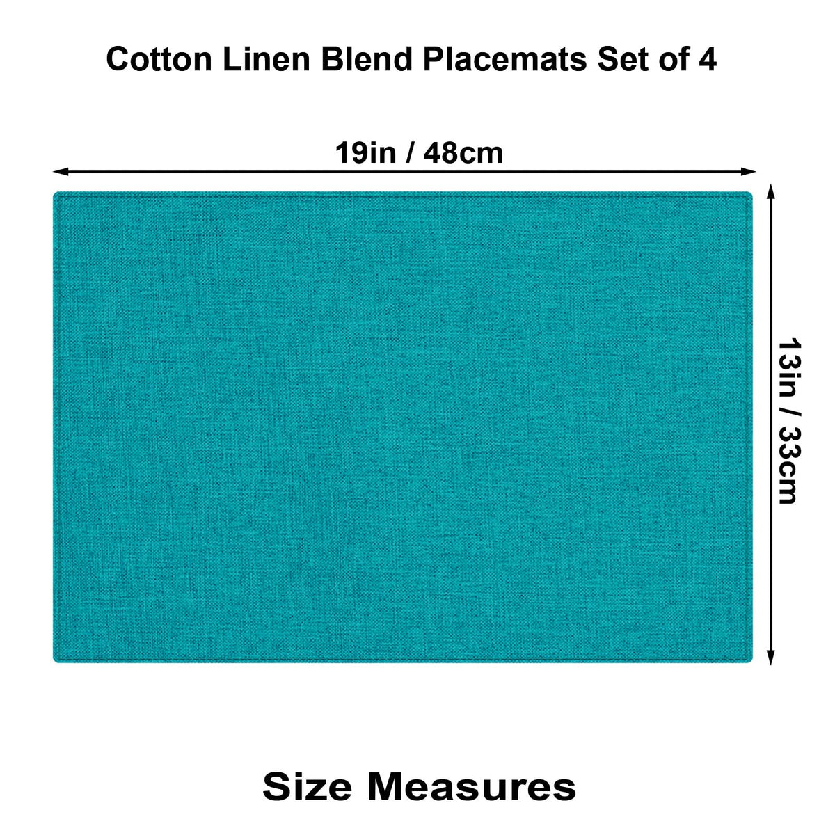 Cloth Placemats Set of 4, Cotton Linen Blend Place Mats, Teal