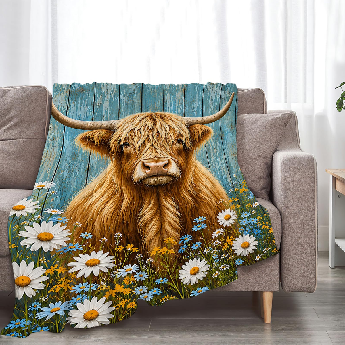 Highland Cow Blanket, Cow Gifts Farmhouse Throw Blanket 60"X80"