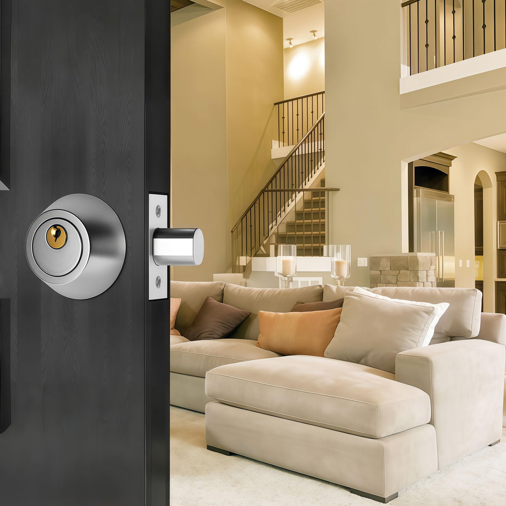 Silver Steel Double-Head Cylinder Deadbolt, keyed 2 Sides