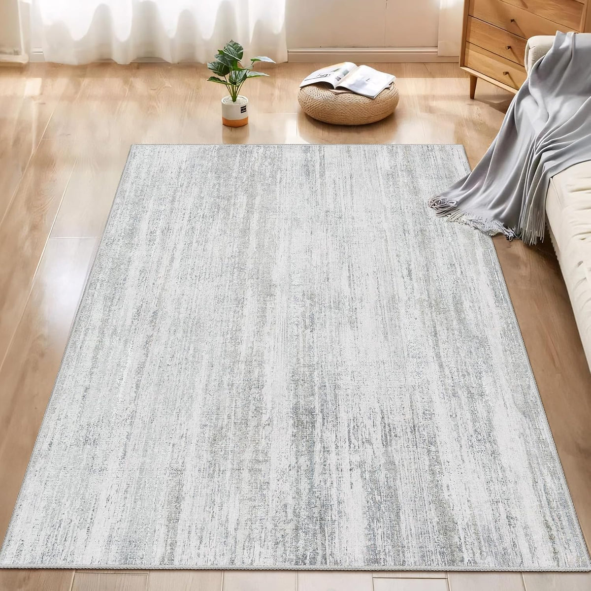 Washable Area Rug Low Pile Non Slip Modern Abstract Large