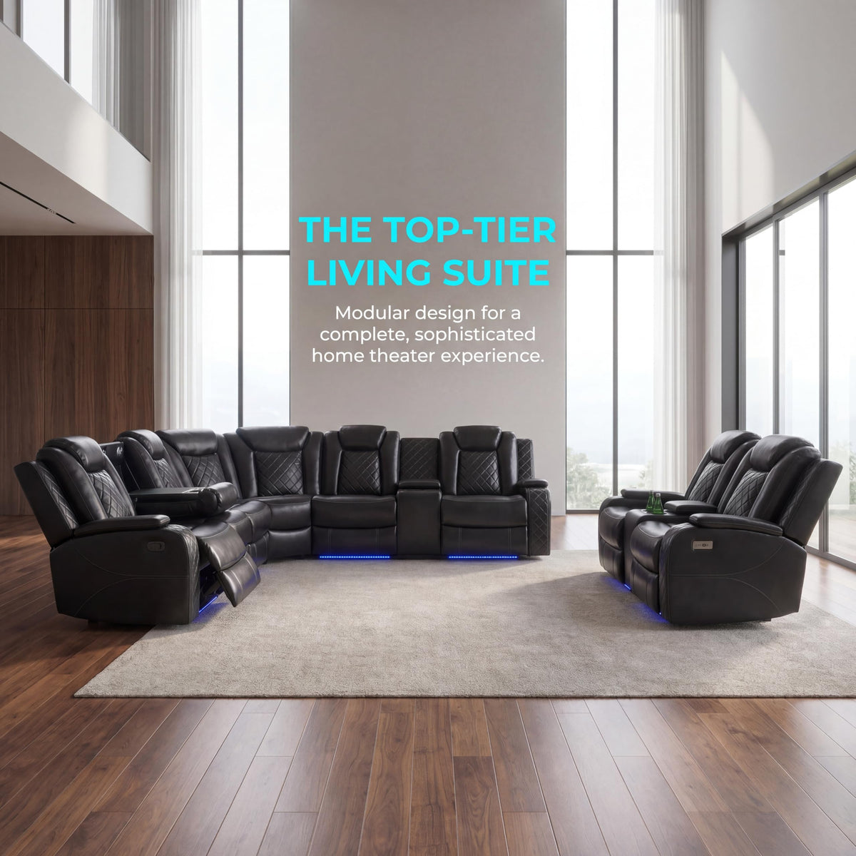 Power Reclining Leather Sectional Sofa Set