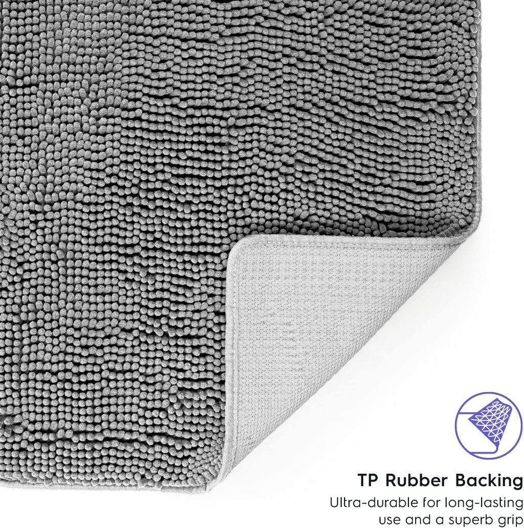 Bathroom Rugs, Extra-Thick Memory Foam Bath Mat, Ultra-Soft Chenille Microfiber, Highly Absorbent, Machine Washable