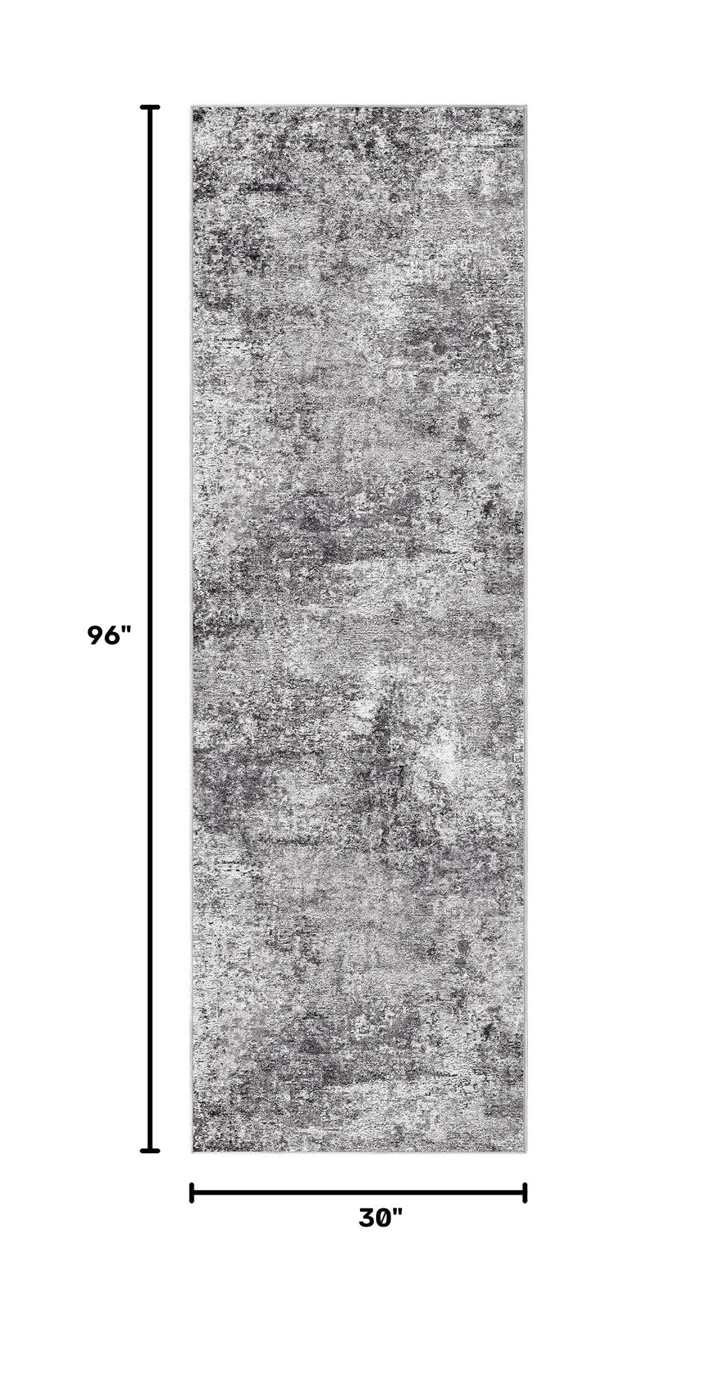 Washable Runner Rug : 2.6x8 Neutral Modern Abstract Low Pile Area Rug with Non-Slip Backing - Carpet Kitchen Laundry