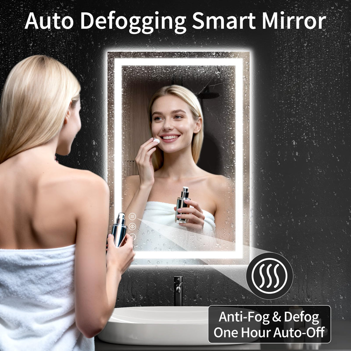 24"x36" LED Bathroom Mirror with Lights, Dimmable, Anti-Fog, Lighted Bathroom Vanity Mirror for Wall, Backlit + Front