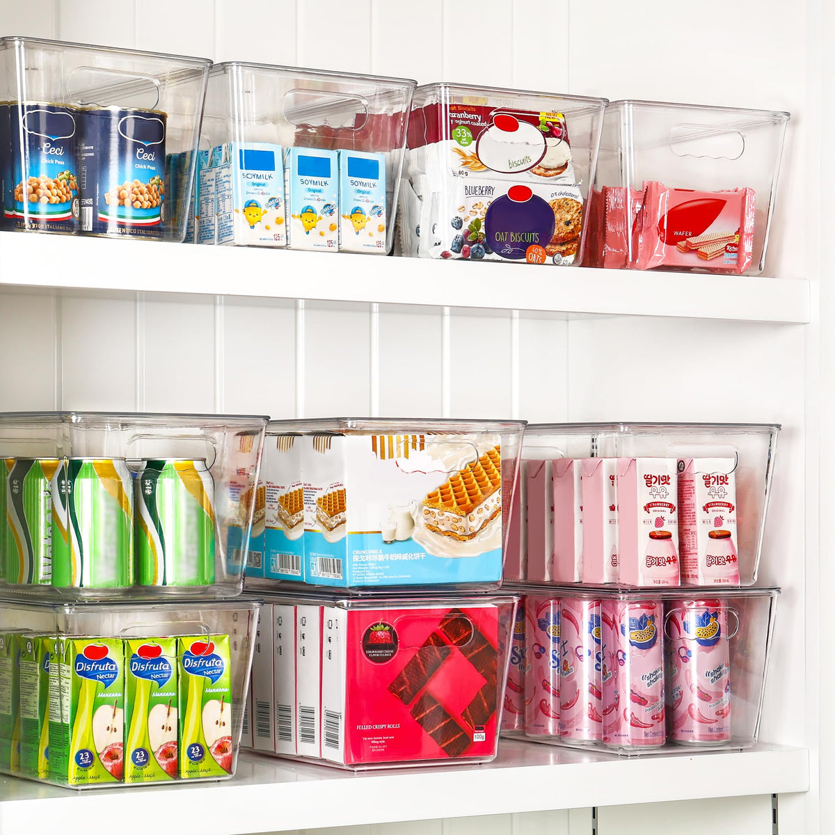 4 Pack Clear Stackable Storage Bins with Lids and Handles, Large