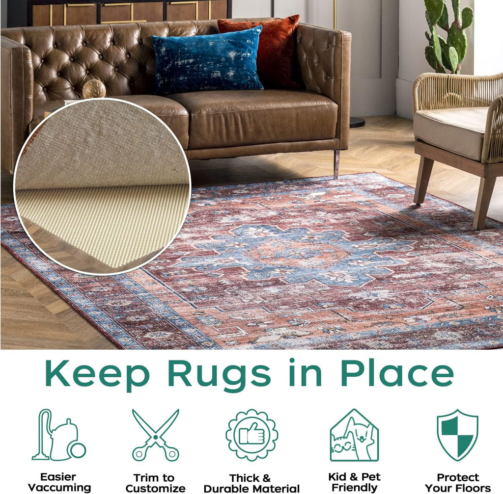 BAGAIL Non-Slip Rug Pad Gripper 9x12 ft for Area Rugs and Hardwood Floors - Set of 108