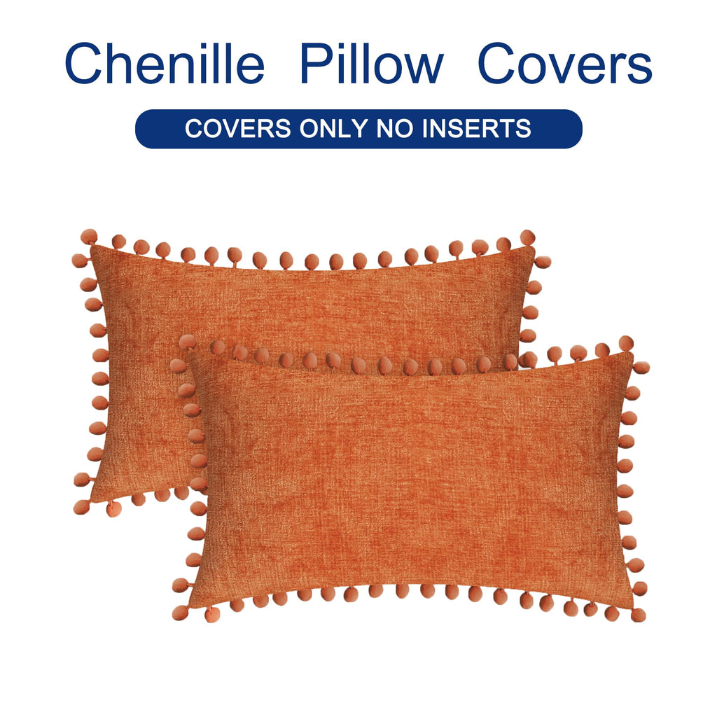 Fall Decorative Throw Pillow Covers 20 X 12 Inches Burnt Orange