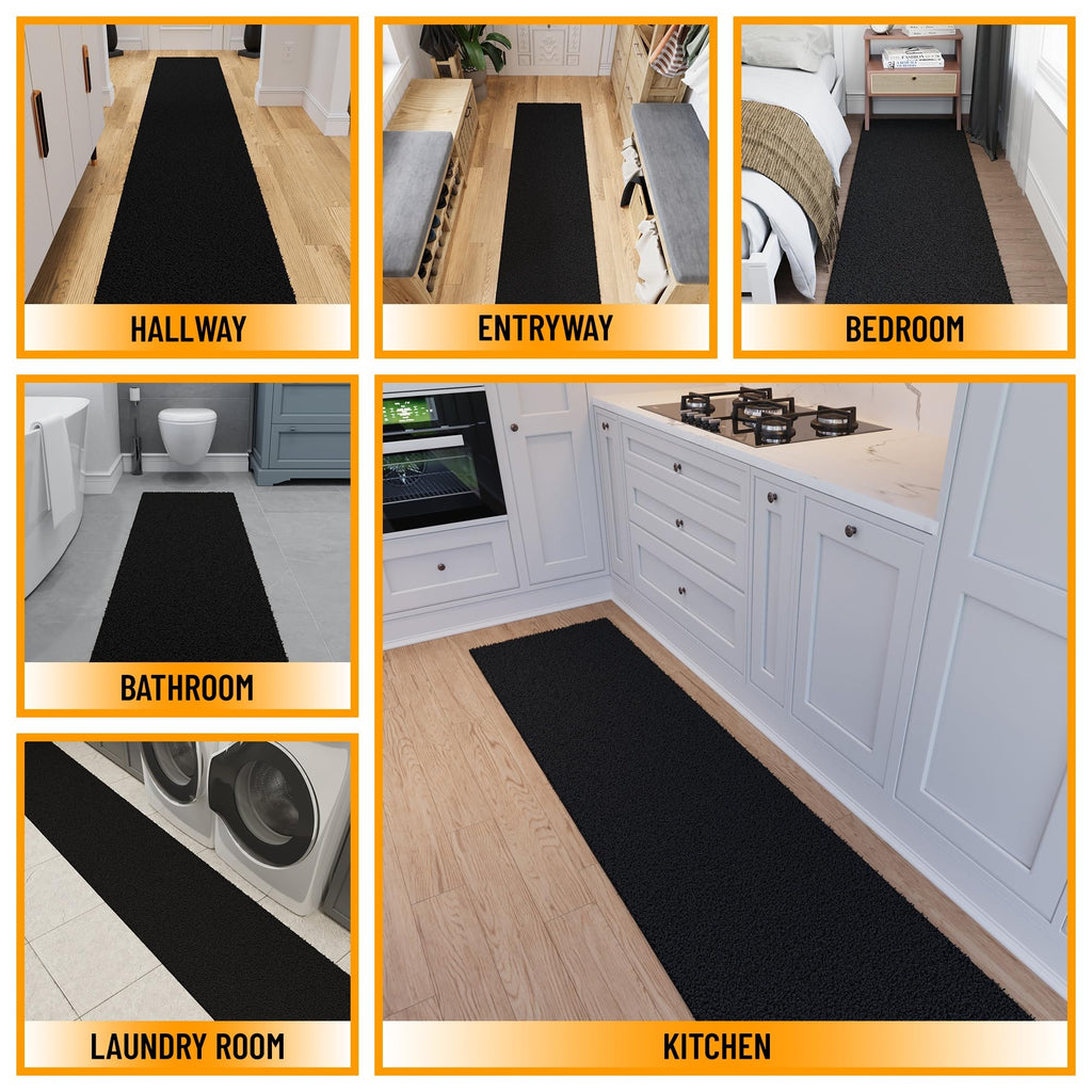 Long Shag Runner Rug 2' x 16', Fluffy Extra Long Hallway Runner with Non-Slip Rubber Backing, Soft Non-Shedding Rug