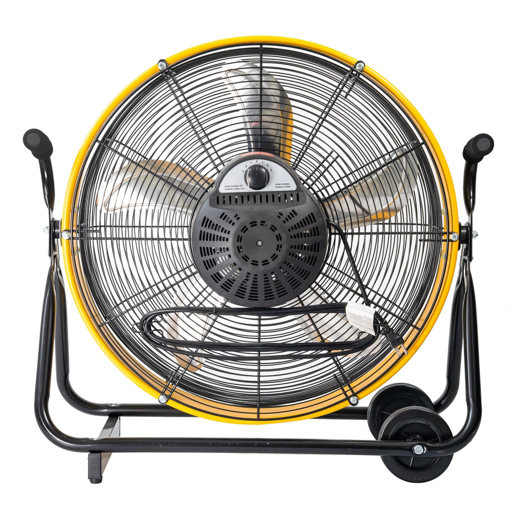 24 Inch 3-Speed Orbital Internal Oscillating High Velocity Barrel Floor Fan , Auto Shop, Garage, Workshop, Warehouse