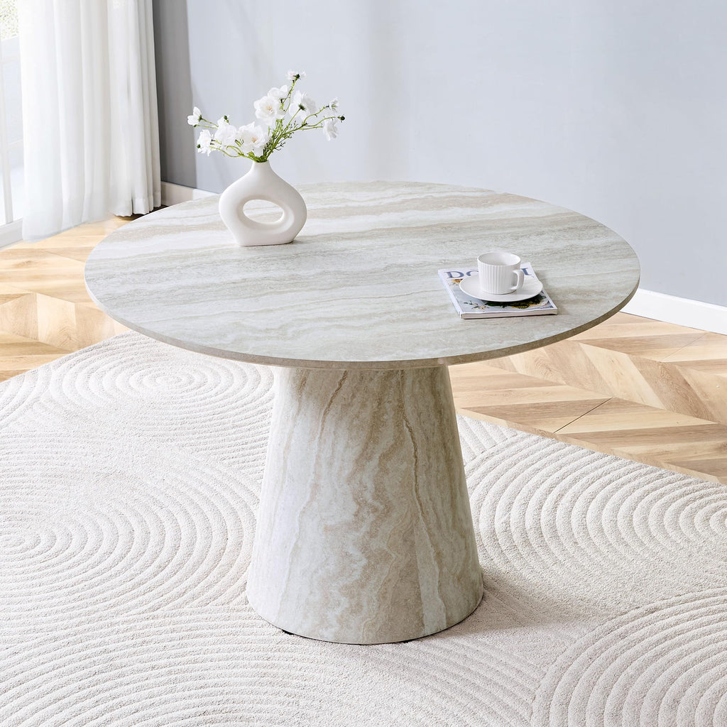 Inspired Saarinen Style 45" Round Dining Table for 4, Grey Faux Marble Dining Room Table, Modern Round Dinner Table, Small Round Dining Table