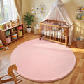 Pink Round Area Rugs 5ft Washable Circle Rugs for Bedroom Living Room, Fluffy Indoor Thickened Memory Foam Rug, Non