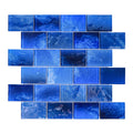 Glass Mosaic Tiles Backsplash, Blue Subway Glass Tile