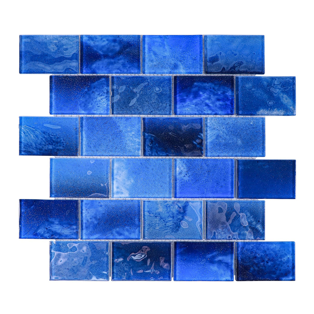 Glass Mosaic Tiles Backsplash, Blue Subway Glass Tile
