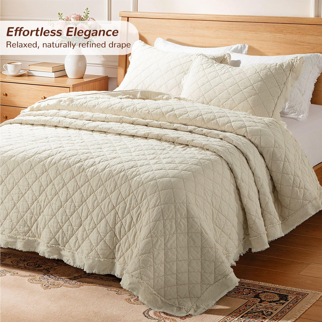100% French Flax Linen Front Cotton Back Quilt Set