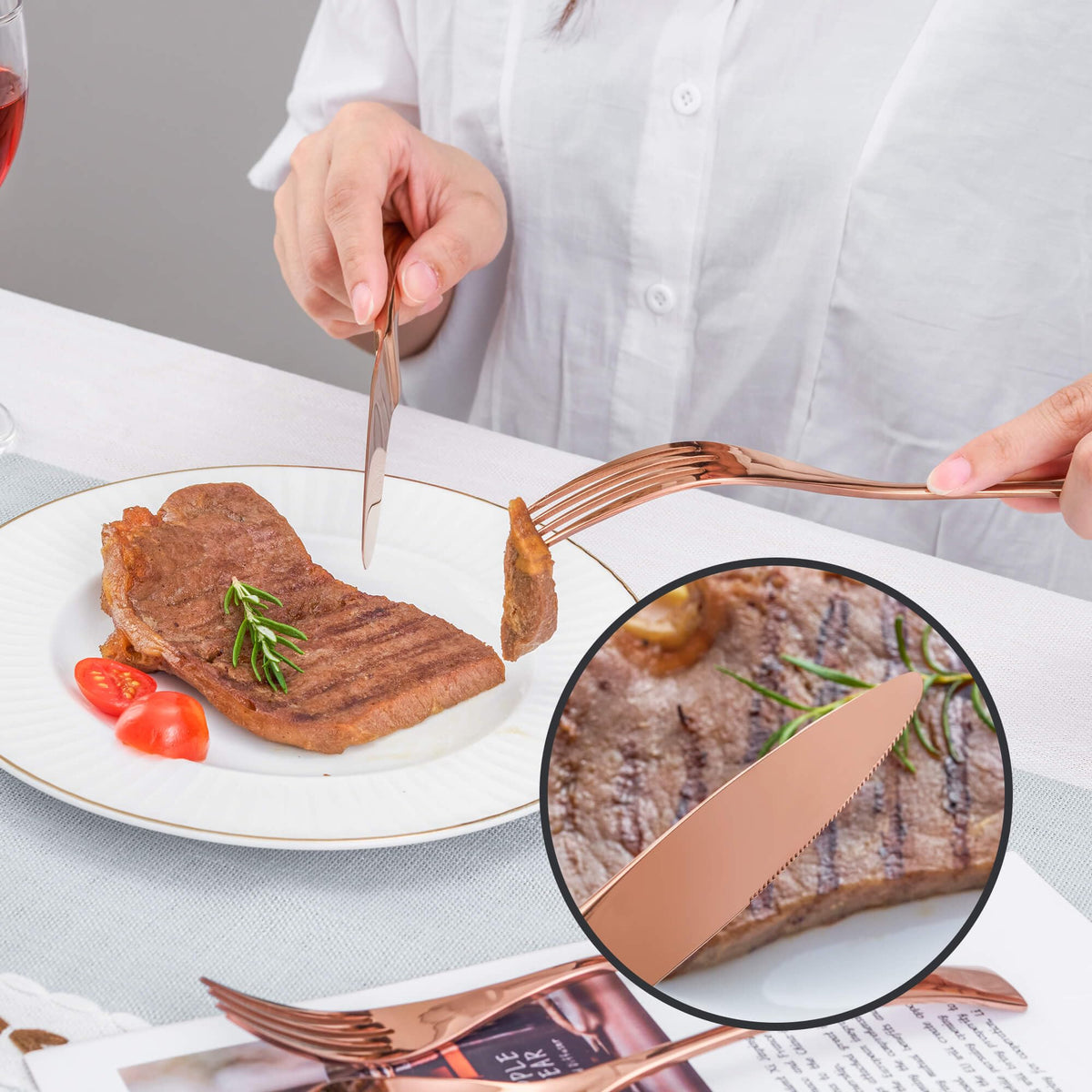 20 Pieces Rose gold Silverware Set Service for 4,Modern 18/10 Stainless Steel Flatware Cutlery Set,Utensil Set