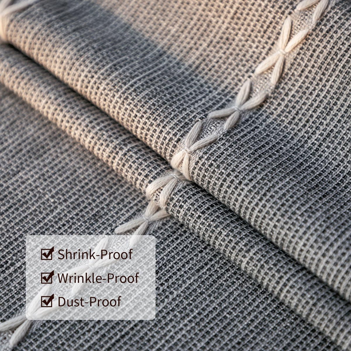 Tablecloth, Embroidered Waterproof Table Cloth Cotton Linen Wrinkle Free Anti-Fading Tablecloths Washable Dust-Proof