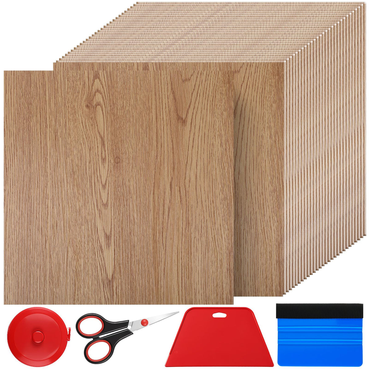 60 Pack Peel and Stick Vinyl Floor Tiles, 12x12 Inch, Brown