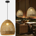 Rattan Pendant Light, 13.78" Boho Seagrass Chandelier