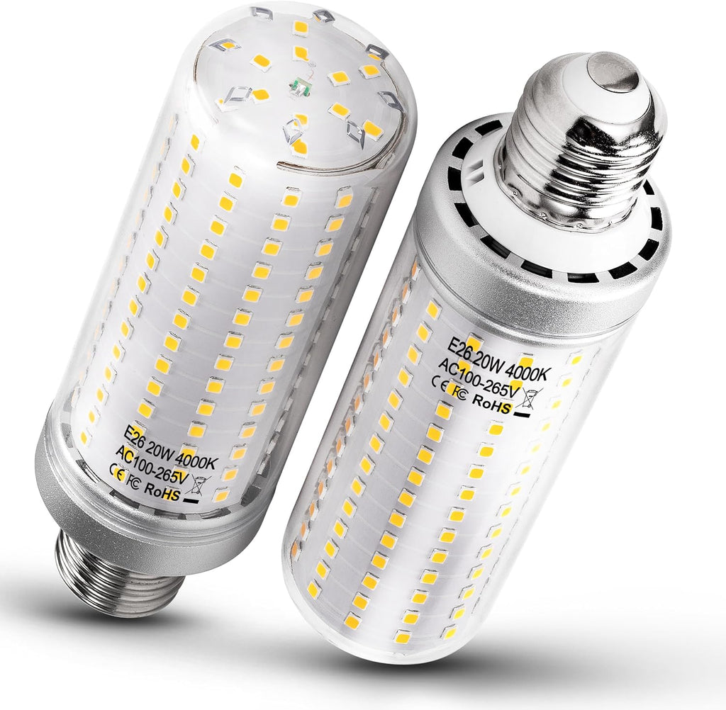 E26 20W LED Corn Bulbs 3000lm 200W Equivalent 4000K Natural White, 2 Pack