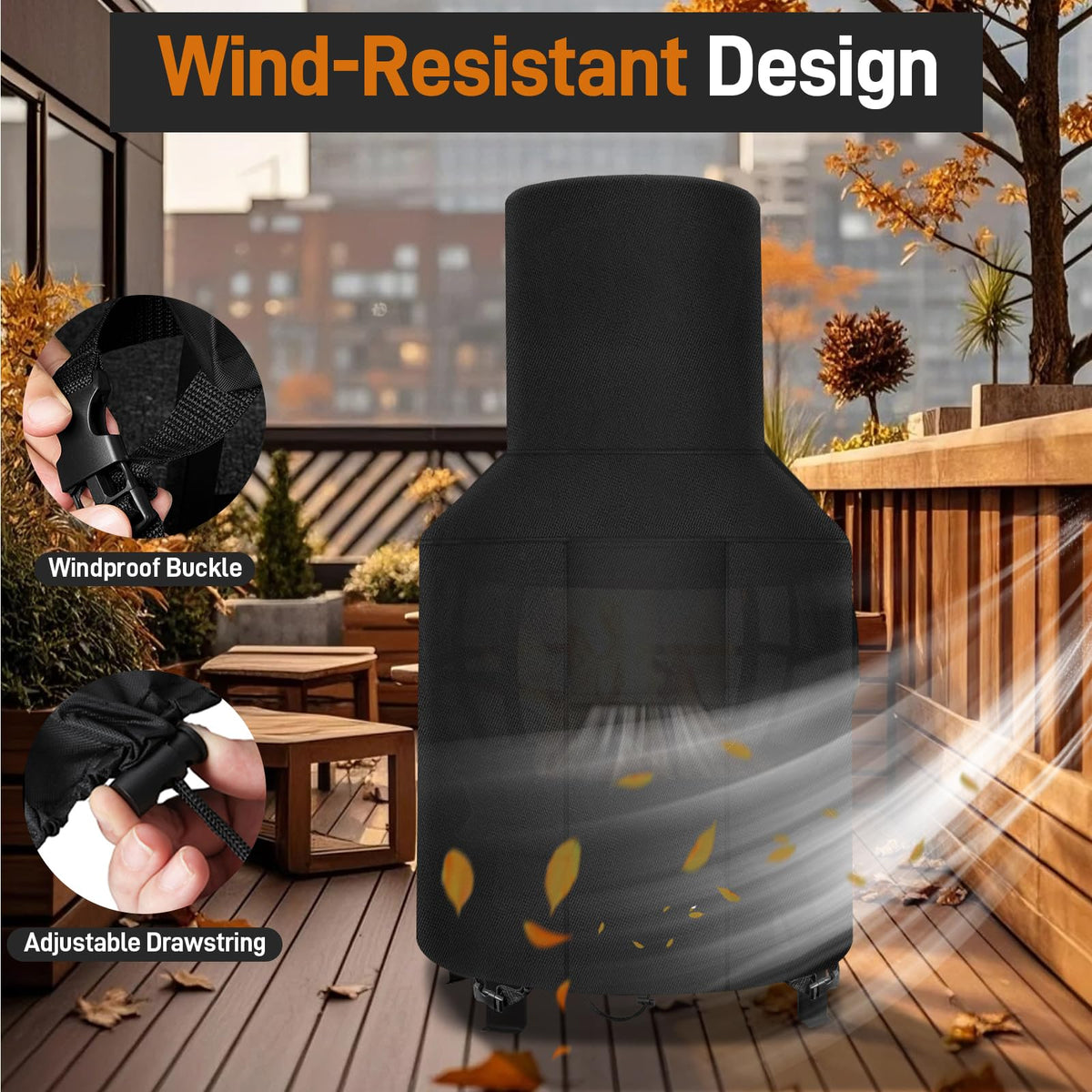 Patio Chiminea Cover, Heavy Duty 600D Oxford