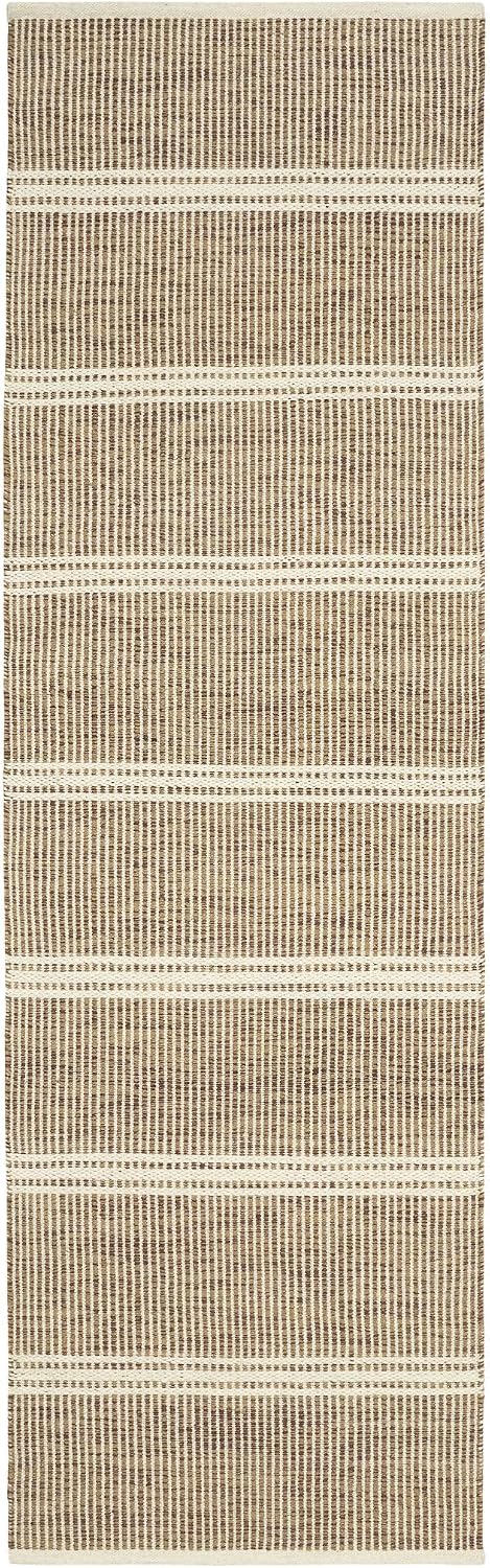 Malta Natural Striped Handwoven Wool Runner Rug, 2'6"x8'