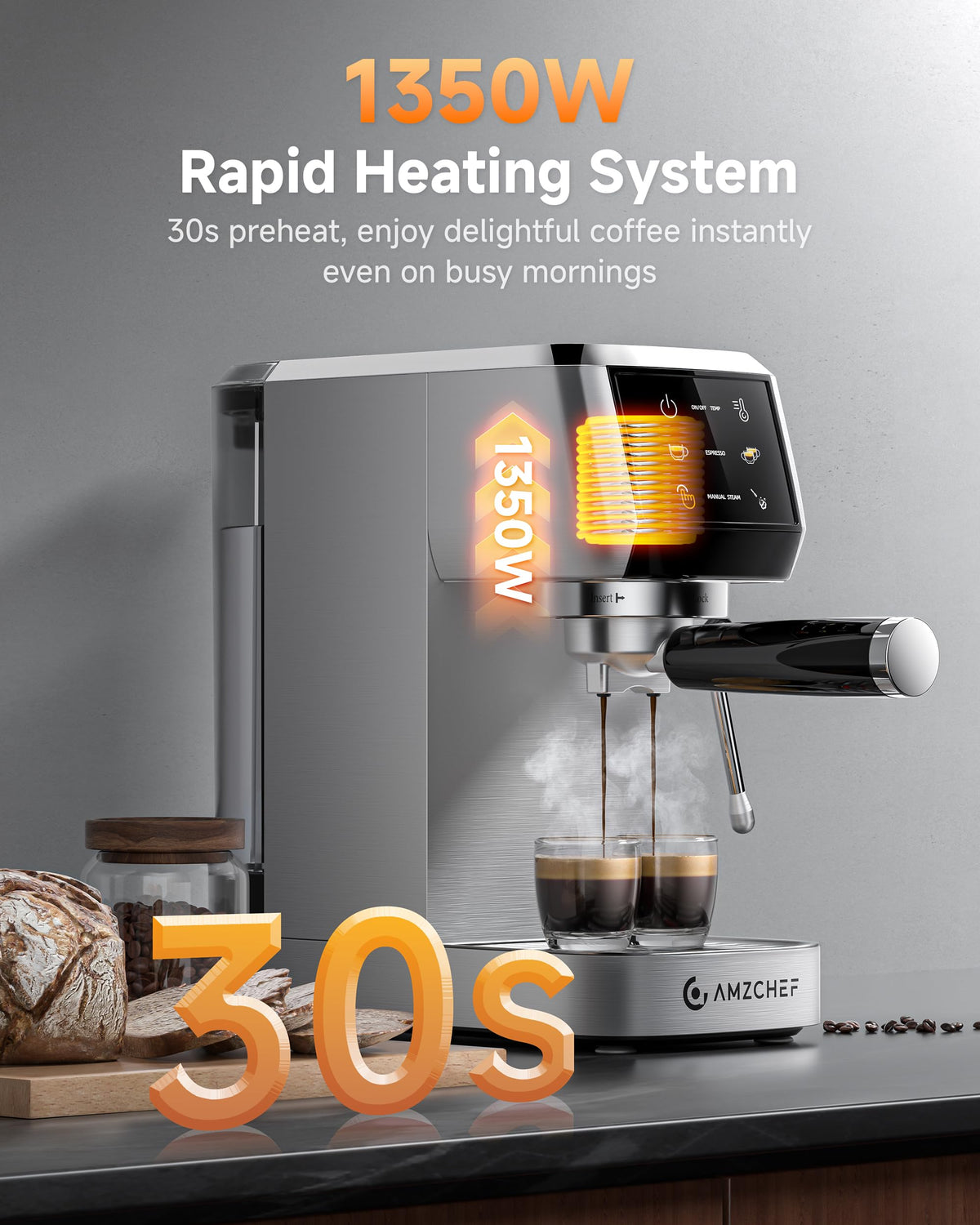 Espresso Machine, 20-Bar Pump for Lattes & Cappuccinos at Home