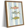 Coastal Fish Framed Canvas Wall Art, Nautical Fish Illustration Painting Print Picture, Kitchen Wall Decor Artwork