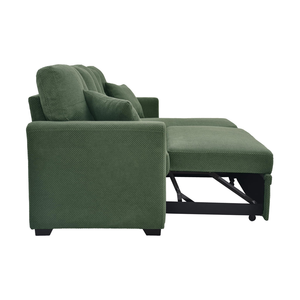 Tufted Sectional Sleeper Sofa Pull Out Couch Bed - Modern Upholstered L Shaped Convertible Sofa Bed with Chaise