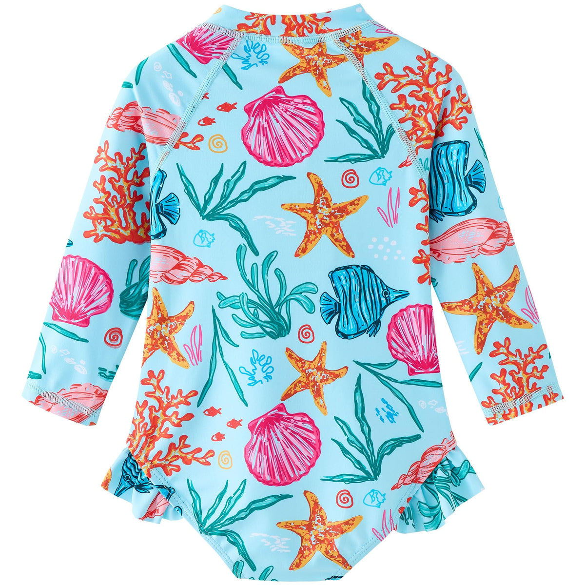 Baby Girls One Piece Swimsuit Infant Long Sleeve Bathing Suit
