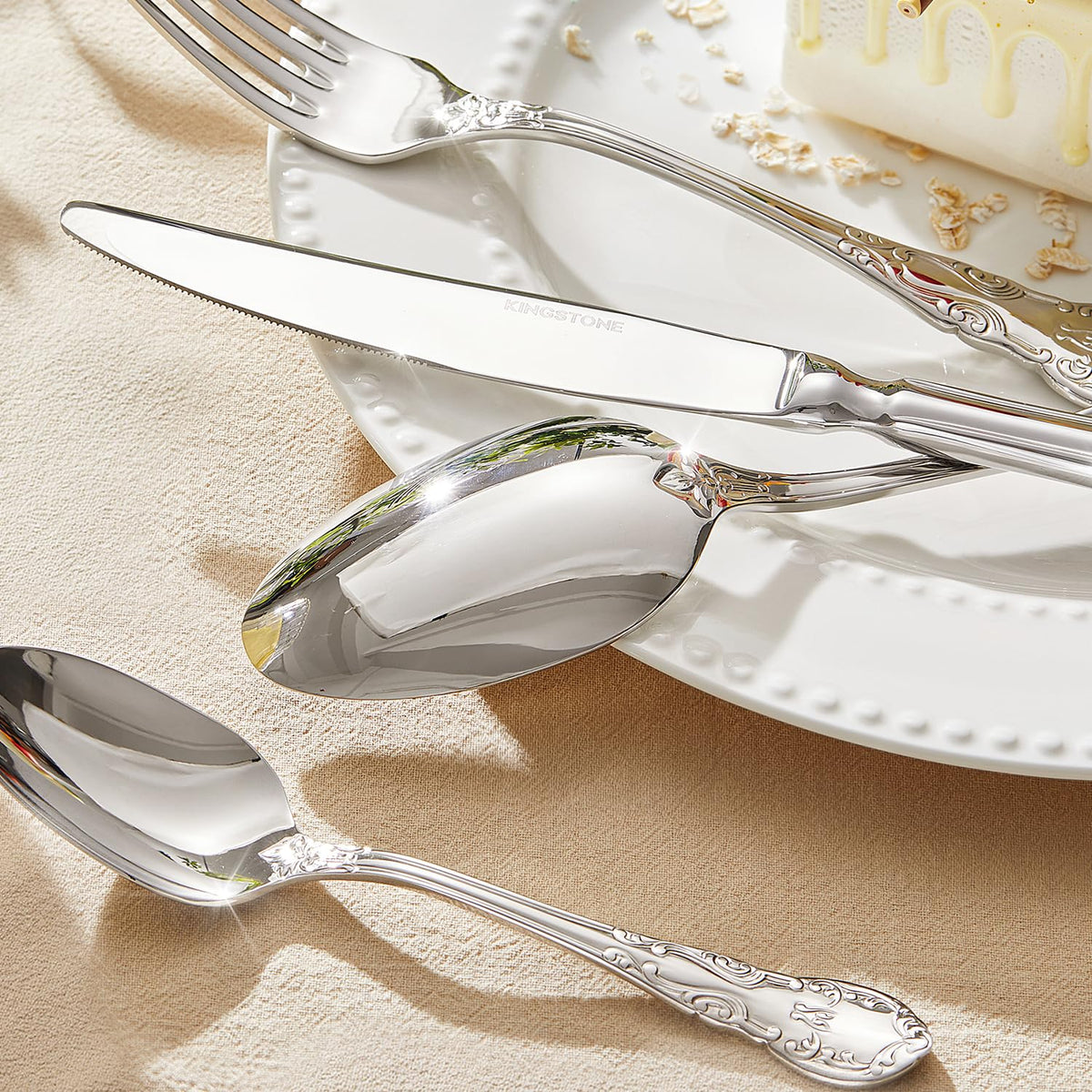 60-Piece Vintage Silverware Set, 18/10 Stainless Steel Flatware