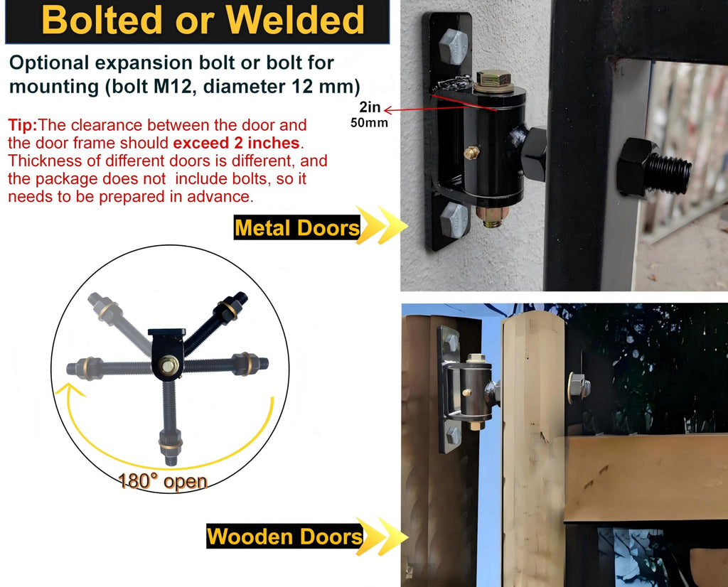 Heavy Duty T Bolt Gate Hinges, 700 LBS Capacity, Thickened Solid Steel