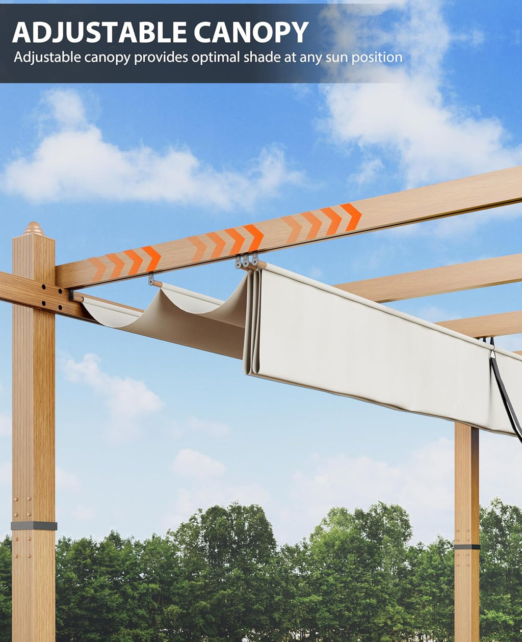 10x10 Ft Outdoor Retractable Pergola Aluminium Pergola Canopy with Adjustable Roof