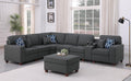 127" Modular Sectional Sofa with Movable Ottoman&Nailhead Trim Armrest, L-Shape Convertible Couch W/Cup Holder, USB