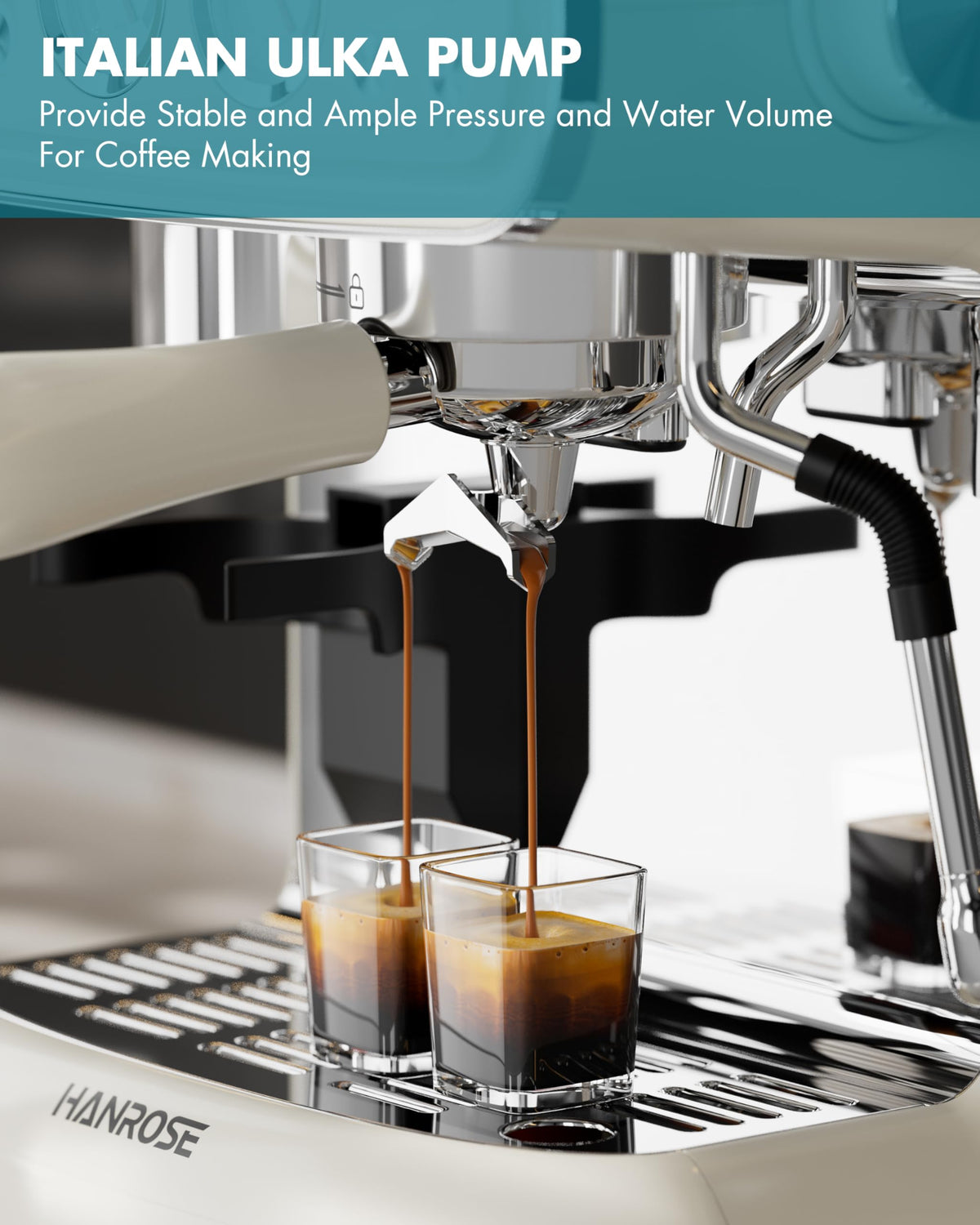 Espresso Machine with Grinder and Milk Frother, 20 Bar ULKA Pump