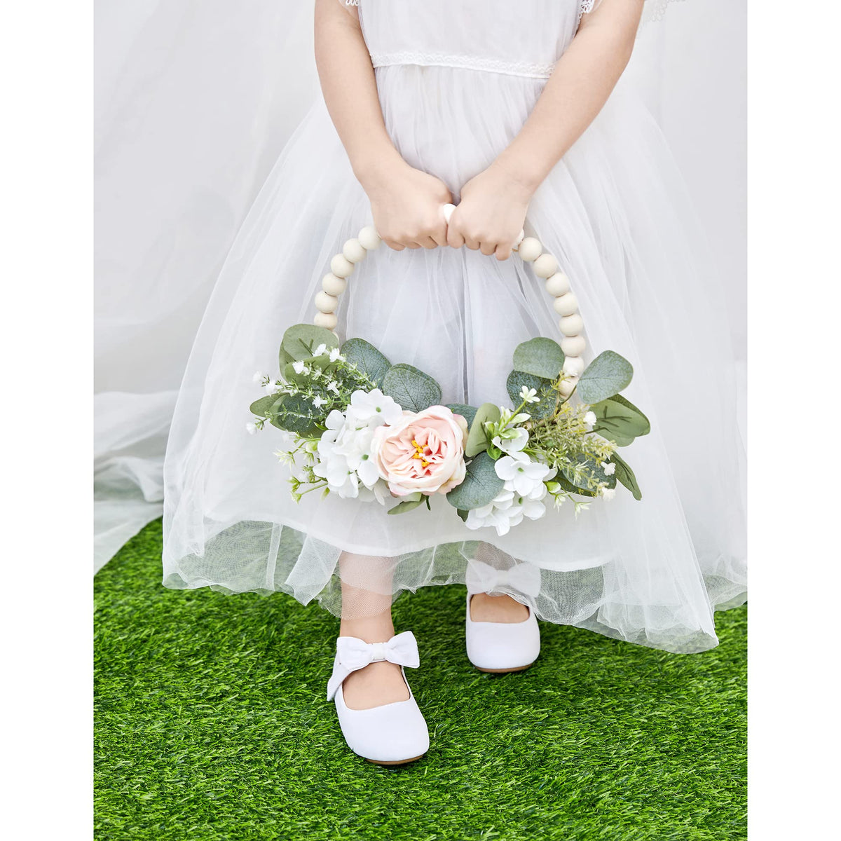 Toddler Flower Girl Dress Shoes - Girl Ballet Mary Jane Flats White Party School Wedding