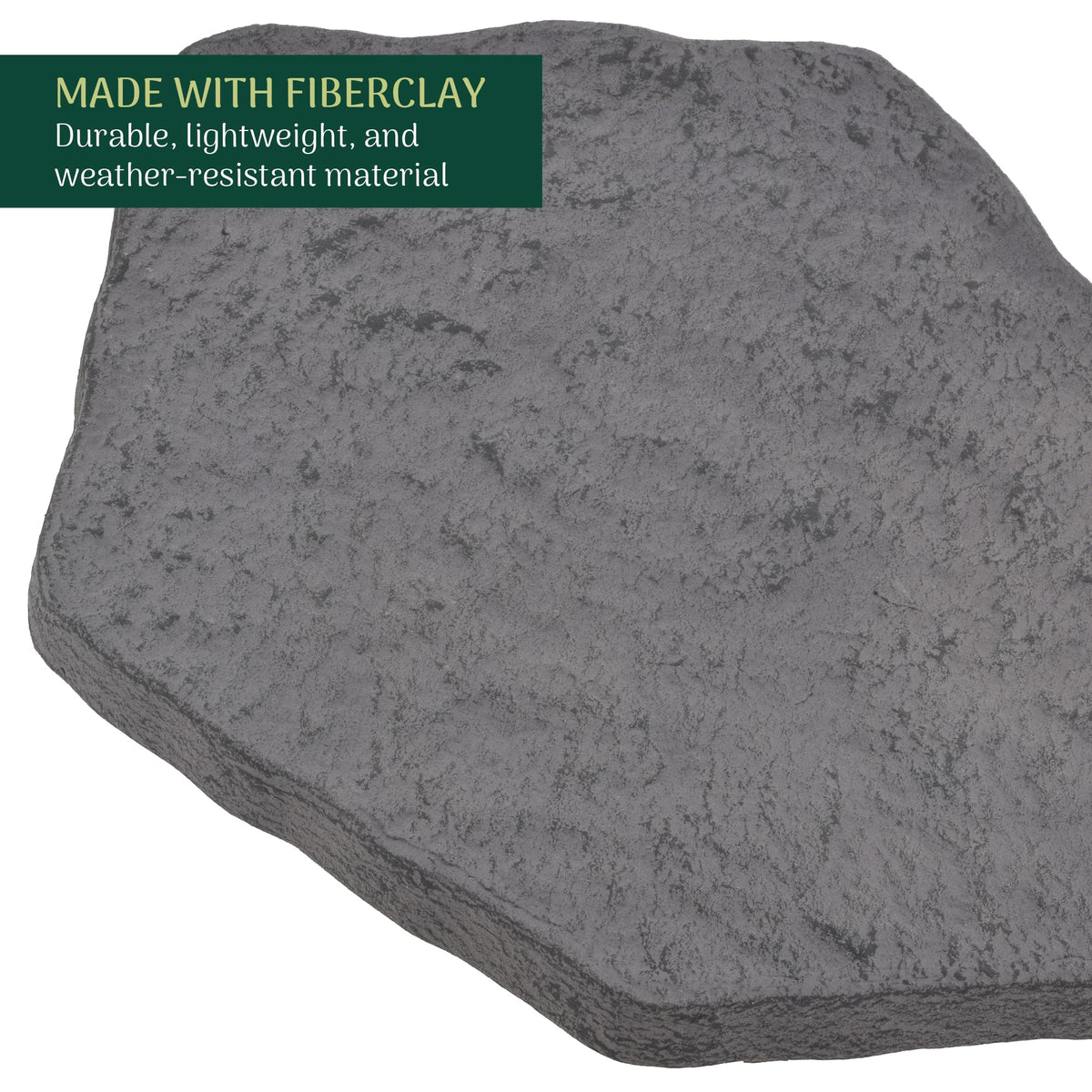 Set of 4, 16x17" Dark Gray Stepping Stone Fiberclay Pavers, Outdoor Garden Natural Repeatable Pattern Pathway, Faux