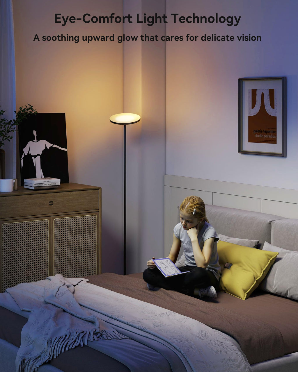 LED Floor Lamp, Torchiere Lamp with Compact Remote