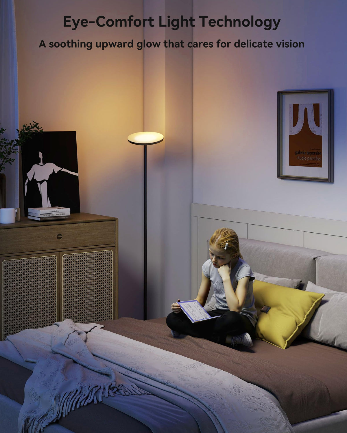 LED Floor Lamp, Torchiere Lamp with Compact Remote