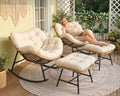 Inspired Egg Style Rocking Chair w/Ottoman Set of 2, Rocking Lounge Chair, Beige