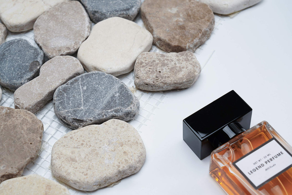 5 Sheets Marble Mosaic Tile Backsplash, Bath Bathroom Floor, Etc, River Rock Collection, Mixed Rounds, 12"X12"X3/8"