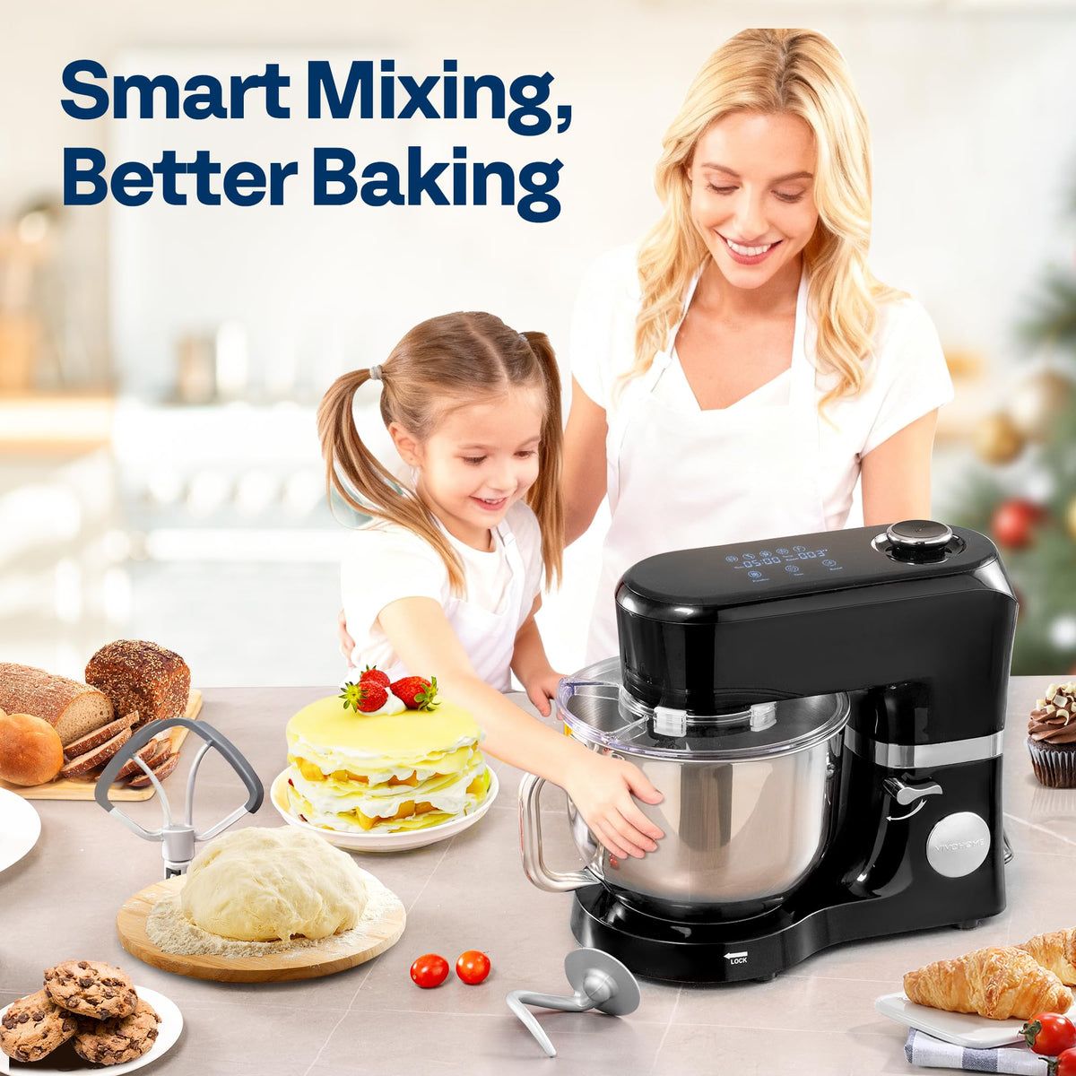 Stand Mixer with Dough Proofing, 6-Quart Tilt-Head Mixer, Black