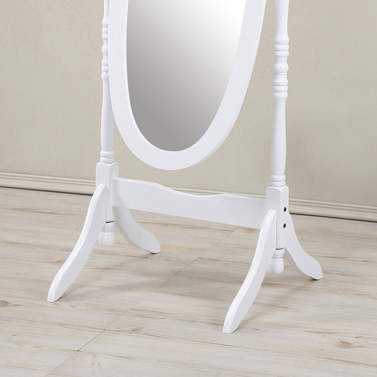 Traditional Queen Anna Style Wood Floor Cheval Mirror, White