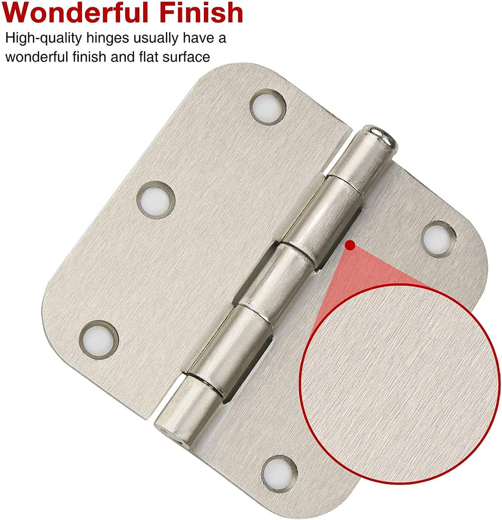 108 Pack Door Hinges Brushed Nickel 3.5 Inch with 5/8" Radius Corners