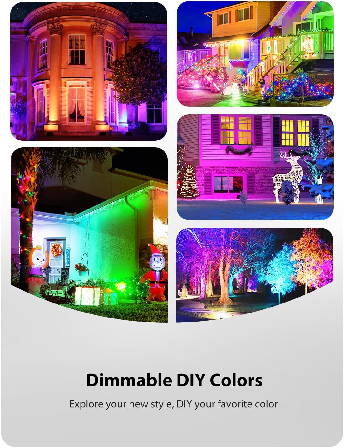 2 Pack LED RGBW Flood Lights Outdoor 70W, 2700K Warm White Dimmable Million Color Changing Floodlight Waterproof with